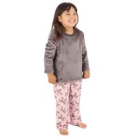 15C680: Girls Plush Top & Super Soft Printed Fleece Lounge Pant (3-8 Years)